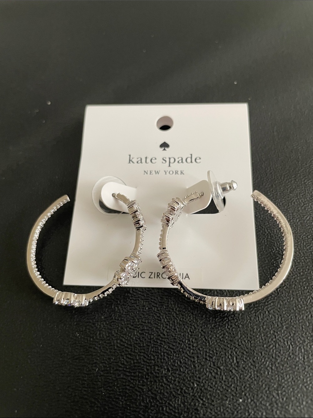 kate spade Silver Pavé Hoop Earrings